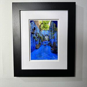 Beautiful Framed, Matted & Signed Photograph of Chefchaouen Morocco (Courtyard)